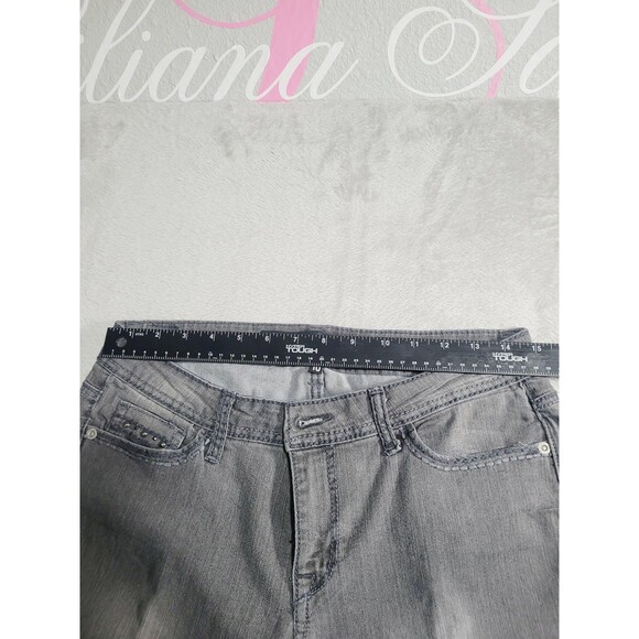 Jordache Bootcut Jeans Womens 10 Gray Med Wash Studded Stretch Embroidered Denim - Picture 9 of 16